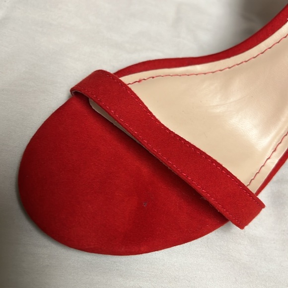 Anne Michelle, Red, Open Toe, Ankle Strap Heels, Size 10 - Picture 8 of 16